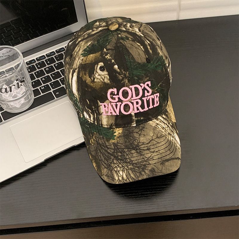 Retro Camouflage Baseball Cap Men's Spring And Summer Large Head Circumference Face Small Hat Women's Duckbill Cap Women's_voghion.com