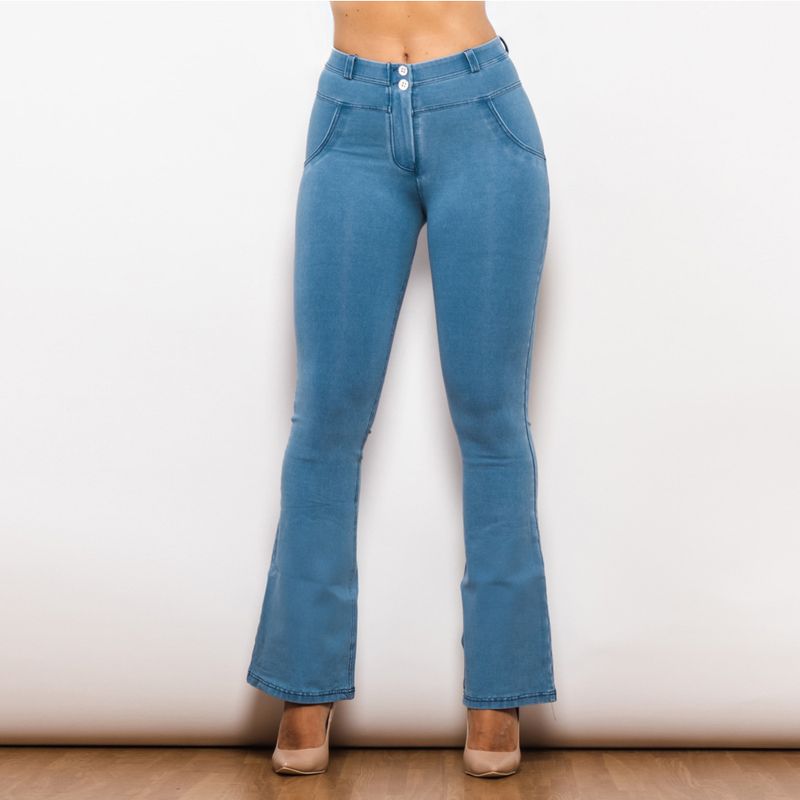 Women's Clothing Stretch Denim Flared Hip Lifting Pants Peach Tights Shaping Pants Large Size Women's Trousers_voghion.com
