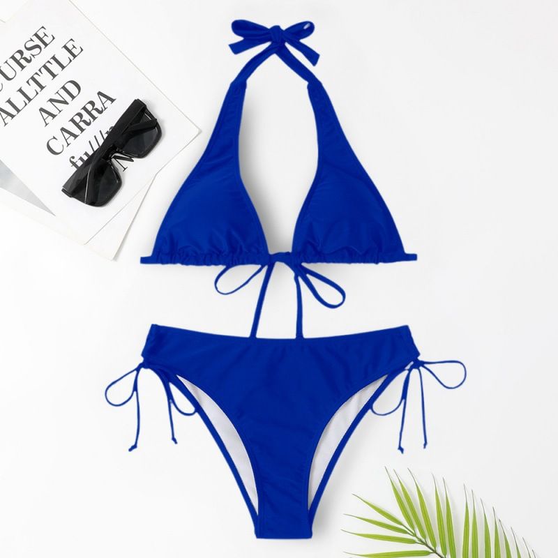 Damenbekleidung Riemchen-Bikini, sexy, High-End, einfarbig, für den Strandurlaub_voghion.com