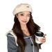 Koreaanse stijl baret met textuur voor dames, herfst en winter, grote hoofdomtrek, elegante kunstenaarshoed, afslankend voor het gezicht_voghion.com