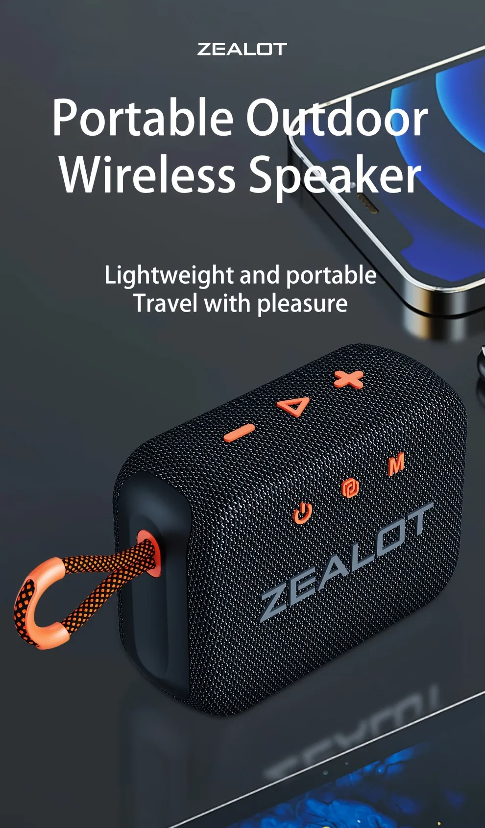 ZEALOT S75 10 W bezvadu skaļruņi, āra portatīvais zemfrekvences skaļrunis, dubulta savienošana pārī, 3000 mAh akumulators, 8 stundu atskaņošanas skaļš stereo, plaukstošs bass. Char_voghion.com