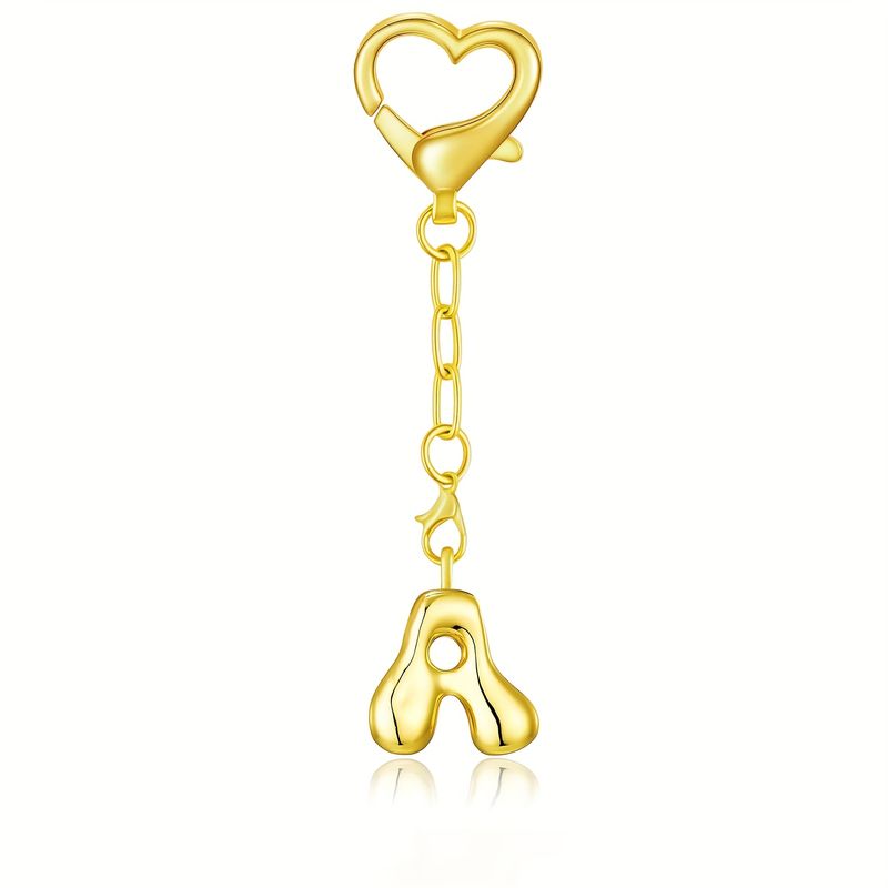 Initial Letter Keychain Gold Bubble Keychain For Women Cute Heart Key Chain For Handbag Backpack Bag Charm_voghion.com