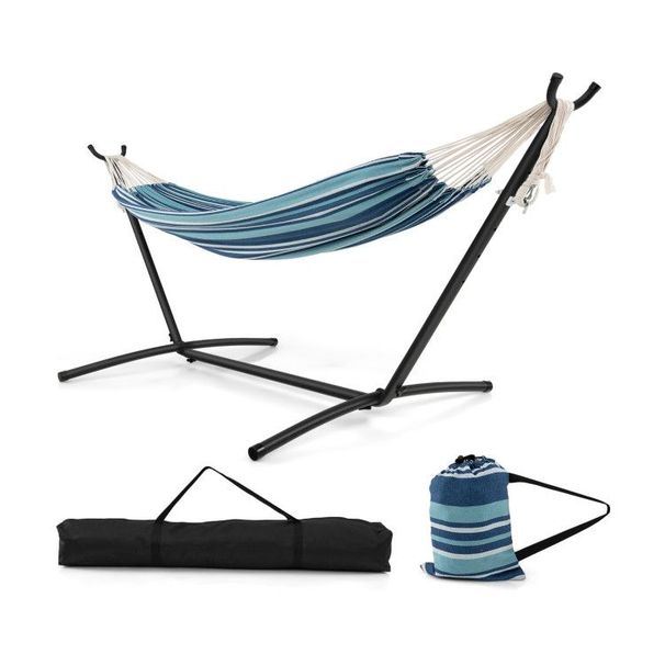 Portable Indoor Outdoor 2-Person Double Hammock Set With Stand And Carrying Cases_voghion.com
