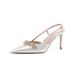 Women's Evening Heels – Pointed Toe Satin Wedding Shoes With Rhinestones (Elegant & Secure)_voghion.com