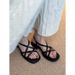 Lancui~ Square Toe Cross Strap Sandals For Women, Summer Outdoor Wear, Stunning And Comfortable, Perfect With Dresses,_voghion.com