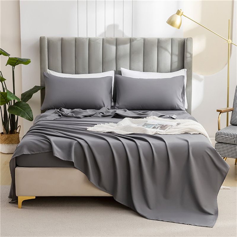 Soft Brushed Bed Sheet Set - Minimalist Solid Color For Single/Double Bed (Breathable & Skin-Friendly, 200 Thread Count, 1-Piece)​_voghion.com