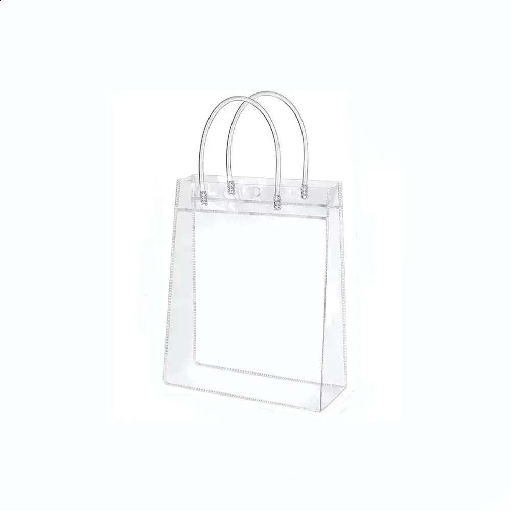 1/10 pezzi di sacchetto trasparente in PVC con bottone a mano, confezione regalo per caramelle, borsa in plastica impermeabile per matrimonio, festa di compleanno_voghion.com