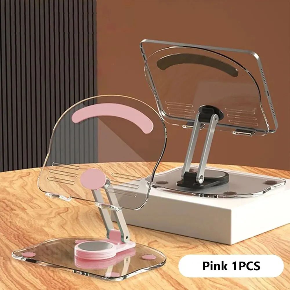 Transparent Rotating Acrylic Plate Desktop Mobile Phone Tablet Universal Live Folding Adjustable Computer Support Stand_voghion.com