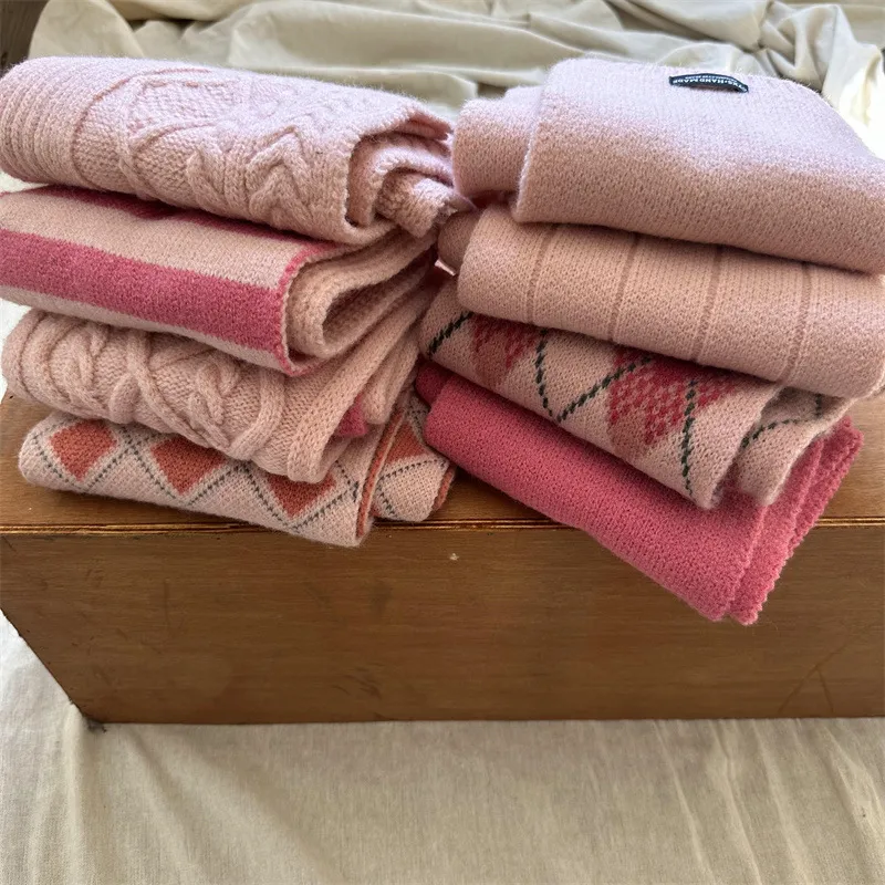 Écharpes pour enfants fille rose douce princesse vent étendu écharpe chaude hiver hiver écharpe d'hiver_voghion.com