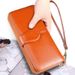 Explosive Women's Wallet 2024 New Zipper Oil Wax Leather Wallet Buckle Mobile Phone Bag Oil Leather New PU Clutch Bag_voghion.com