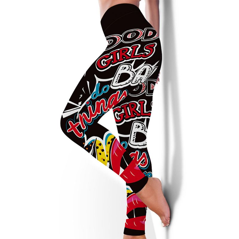Damen-Fitness-Leggings, hochelastisch, schweißabsorbierend, digital bedruckt, GIRLS-Leggings, hohe Taille, schlanke Yogahosen-Leggings_voghion.com