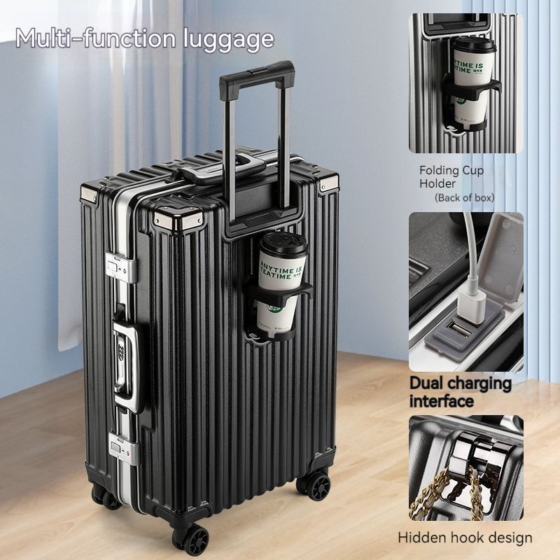 Multifunktionaler neuer Gepäcktrolley für Studenten, leiser Reisekoffer mit Universalrädern, Code-Koffer für Männer und Frauen_voghion.com