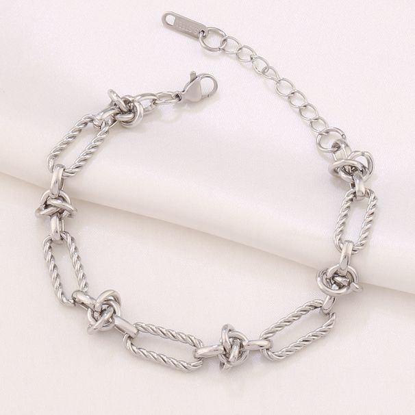 Bracciale a catena annodata in acciaio inossidabile placcato oro, semplice e alla moda, in titanio, con metallo pesante, tendenza hip hop, per donna_voghion.com