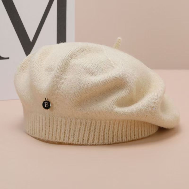 Selected Hat Children Korean Style Face Enhancing Small Beret Warm Woolen Painter Winter Versatile Big Head Circumference Knitted_voghion.com