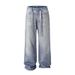 Women's Clothing Full Diamond Rhinestone Loose Straight Jeans Niche Floating Rope Belt Wide Leg Pants Trend_voghion.com