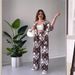 Women's Clothing  2024 new fashion printed mid sleeve cardigan wide leg pants two piece suit for women_voghion.com