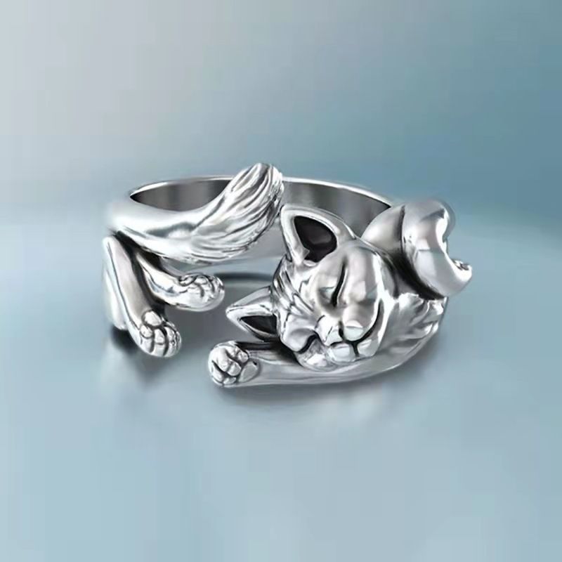 New Style Little Open Lazy Cat Ring Fashion Women's Jewelry_voghion.com