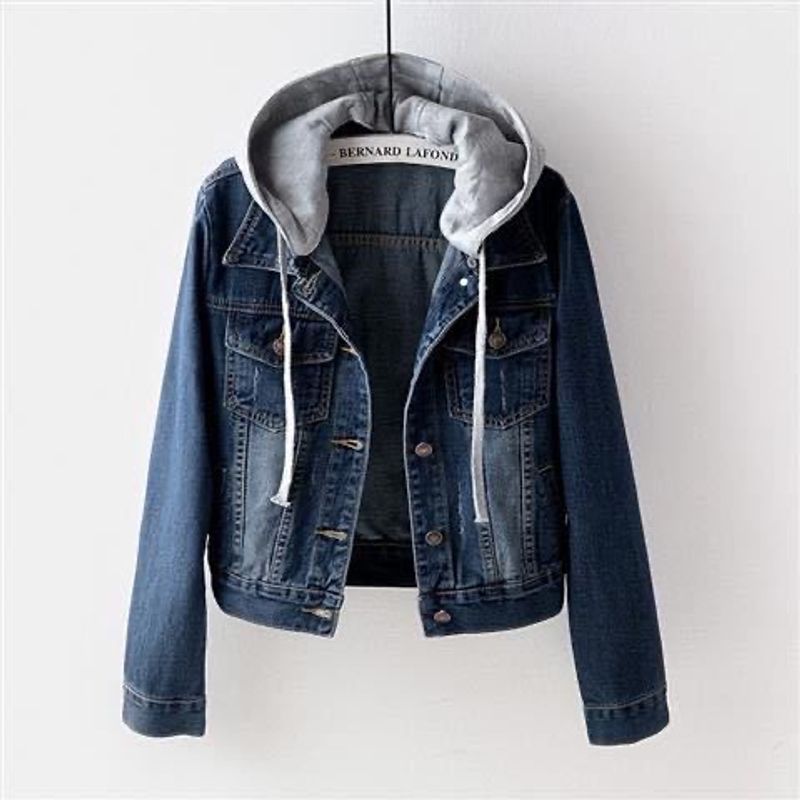 Chaqueta corta de primavera para mujer, nueva, ajustada, de manga larga y con capucha, tops versátiles para estudiantes, primavera y otoño_voghion.com