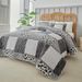 Striped & Leopard Print Bedspread Set – 3-Piece Light Grey Quilt Cover (OEKO-TEX® Certified, Abstract Geometric) For Modern & Bohemian Bedrooms_voghion.com