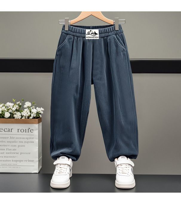 Kinderbekleidung für Jungen und Mädchen: Plus-Size-Hosen aus dickem Samt für Herbst und Winter mit Leggings in kleinen und mittleren Größen, Cordhosen in Karottenform_voghion.com