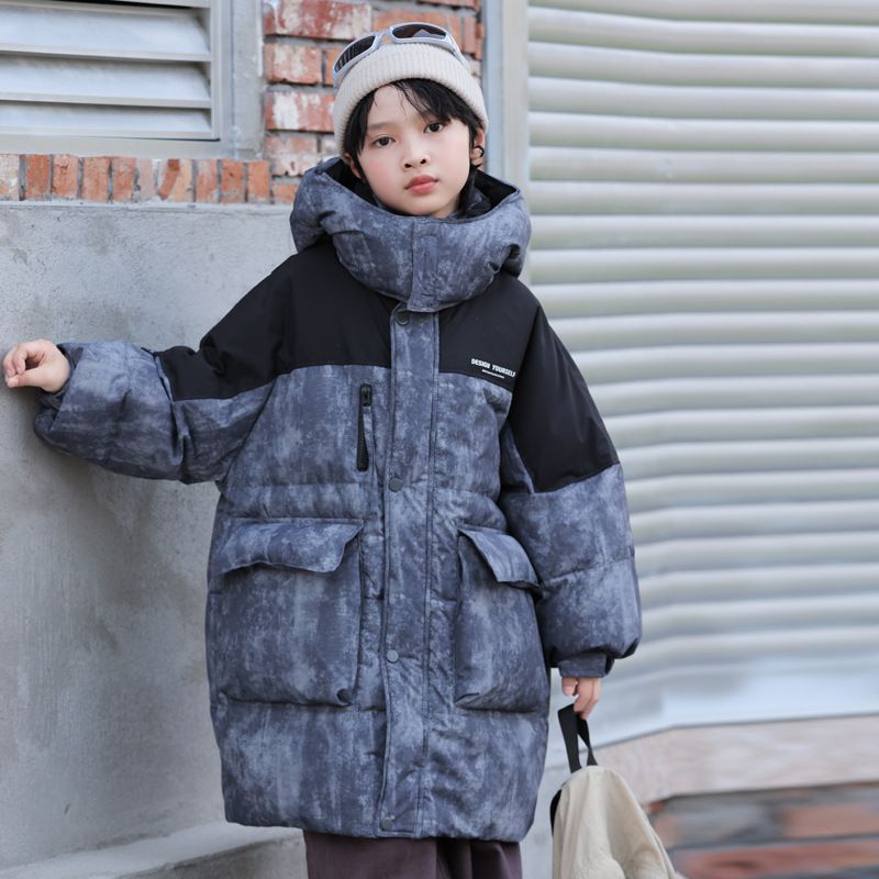 Trendige Daunenjacke für Jungen – Mittellanger Wintermantel im koreanischen Stil mit 55 % weißer Entenfüllung (130–170 cm)_voghion.com