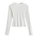 Kim Kardashian Kento Round Neck Base Shirt For Women's Sring Tight Fitting T-shirt Long Sleeved Slim Fit Solid Color_voghion.com