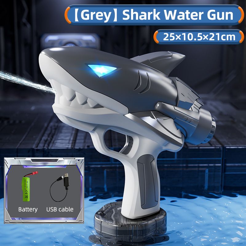 Pistol electric cu apă Shark pentru copii - Pistol automat cu pulverizare continuă și reumplere cu apă pentru jocuri în aer liber de vară (jucărie acvatică pentru băieți)_voghion.com