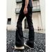 Men's Retro Lace-Up Black Stretch Cargo Jeans - High-Waisted Slim Fit Bootcut Pants For Spring & Summer_voghion.com