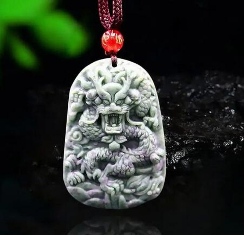 Colgante de dragón de jade chino, talismán de piedras preciosas, joyería de moda para mujer, collar natural tallado, accesorios de talismán, regalos chinos_voghion.com