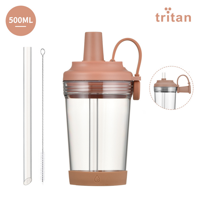 Water Bottles New 500ml Tritan Straw Cup With Large Holes For Pearl Milk Tea, Portable Magnetic Handle BOBA Water Cup_voghion.com