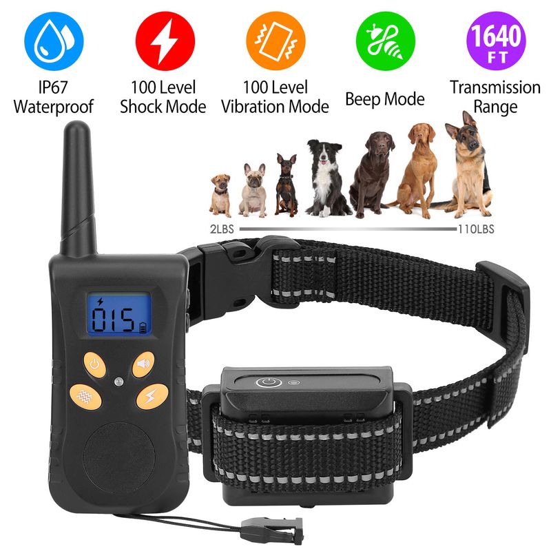 Dog Training Collar IPX7 Waterproof Pet Beep Vibration Electric Shock Collar_voghion.com
