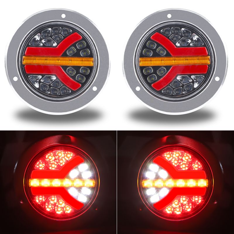 4inch LED Tail Clearance Light Truck Round Turn Signal Lamp Daytime Running 12V 24V For Tractor Boat Trailer Bus Amber_voghion.com