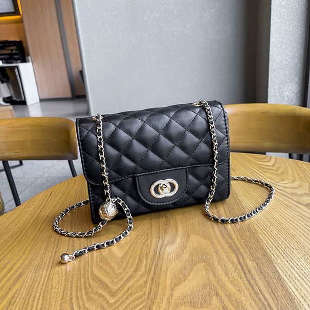 Bolso pequeño para mujer, estilo fragante, con cadena dorada y bolitas, bandolera versátil, cuadrado, de un solo hombro, a la moda, 2023_voghion.com