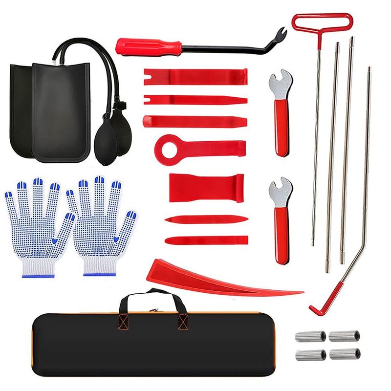 24 Stainless Steel Long Distance Car Emergency Key Hook Red Warped Roadside Emergency Kit Car Trim Removal Kit, Doors And Windows With Air Wedge Pum_voghion.com