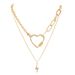 Necklace Alloy Heart Shaped Zircon Lightning Pendant Double Layer Clavicle Chain Necklace For Women_voghion.com