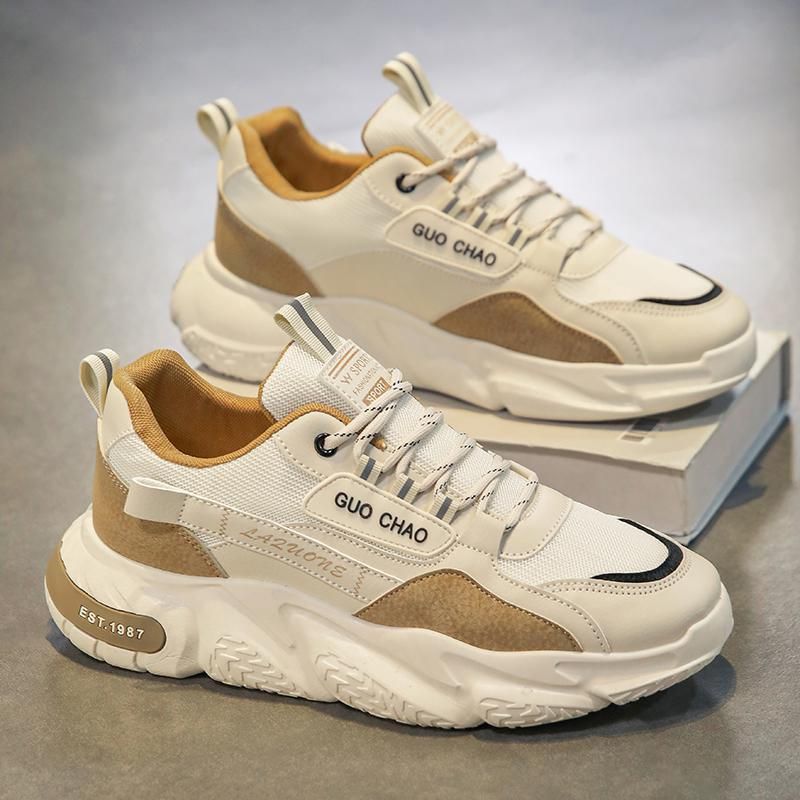 Four Seasons 2024 Spring And Autumn Mesh Breathable Soft Versatile Sports Men's Casual Running Thick Sole Dad Shoes_voghion.com