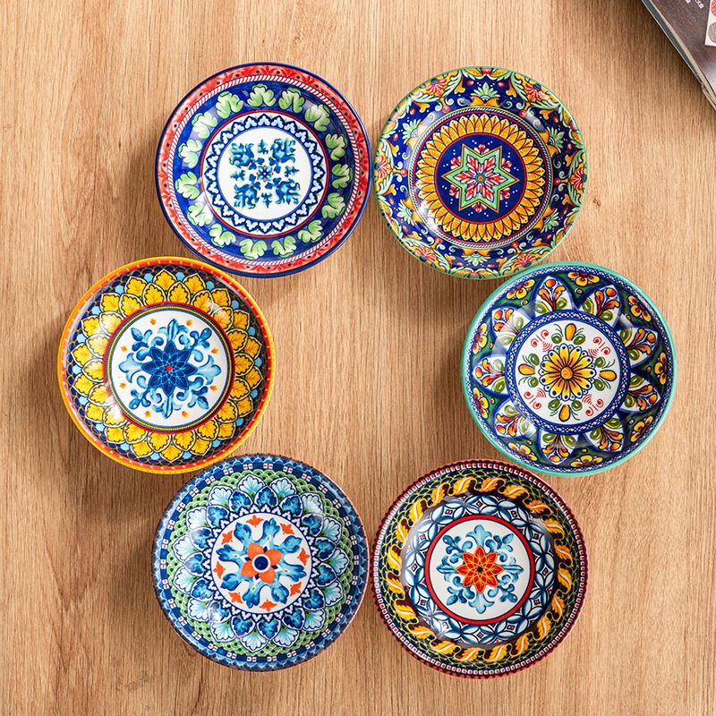 Retro Household Ceramic Tableware Rice Bowl Bohemian Rice Bowl Flavored Dish Dipping Dish Seasoning Dish_voghion.com