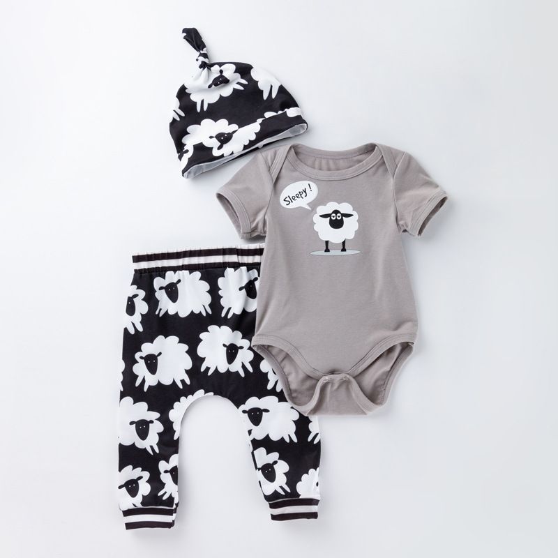 Vestiti del bambino vestito del bambino maschio pigiama del fumetto del bambino pantaloni cappello set pigiama del bambino vestito a tre pezzi_voghion.com