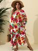 Abito da donna con spacco da spiaggia con camicetta allentata con stampa floreale taglie forti_voghion.com