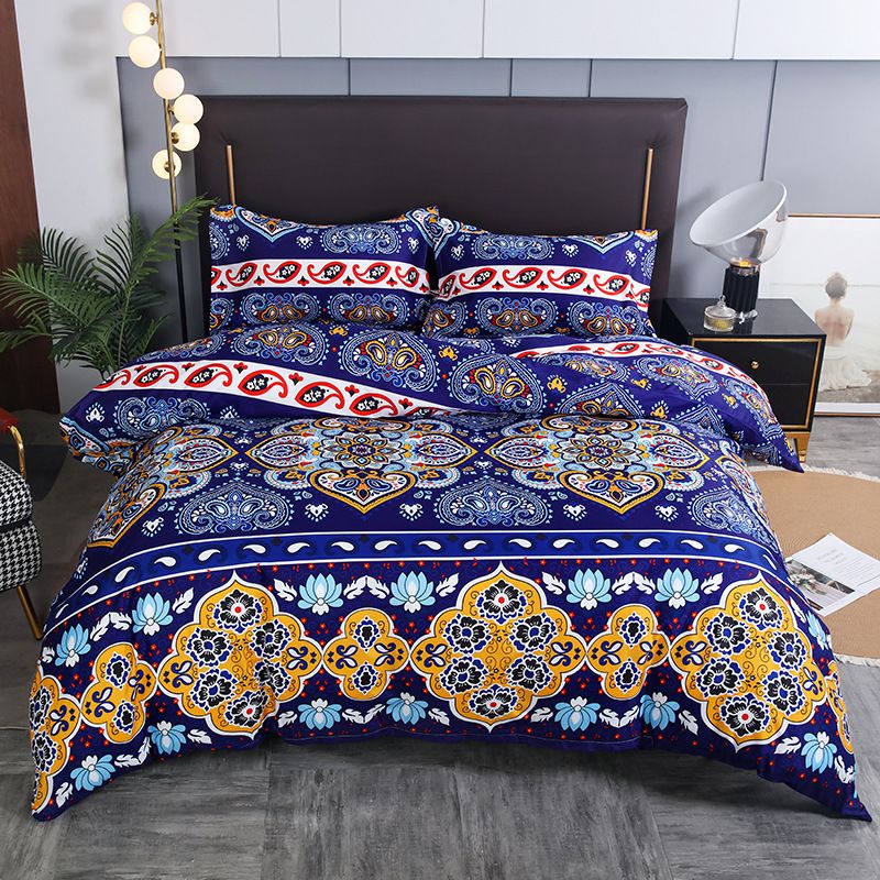 Luxury ​Bohemian Style Marble Pattern Three Or Four Bedding Sets Cotton Quilted Thickened Double Bed Cover_voghion.com