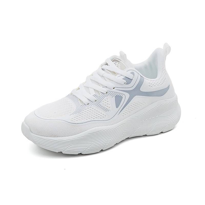 New flying woven sports shoes for female lovers with thick sole casual breathable running shoes small white shoes_voghion.com