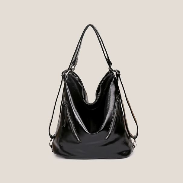 Uusi Trendikäs Street Multi Functional Fashion Yksinkertainen yhden olakkeen vetoketju Kädessä pidettävä pehmeä nahkainen iso reppu_voghion.com