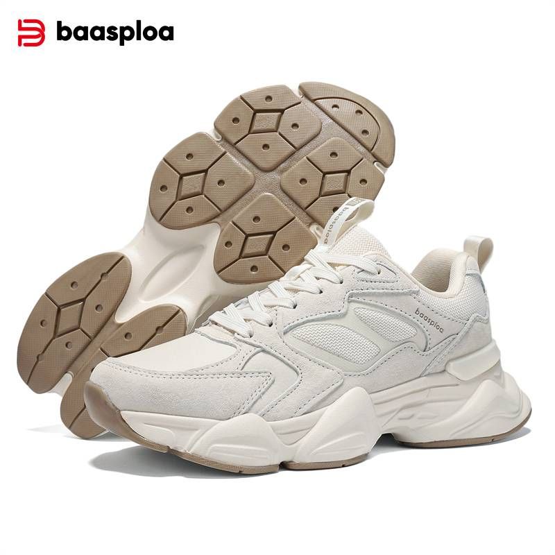 Tênis de caminhada feminino Baasploa, calçados casuais de couro confortáveis para mulheres, cor sólida, calçados esportivos da moda, antiderrapantes, com aumento de altura_voghion.com