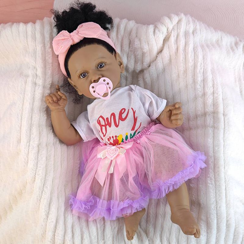 55cm Black Skin Reborn Dolls Half Glue Soft Cloth Body Simulation Doll Play House Accompanying Toys New Year Gift_voghion.com