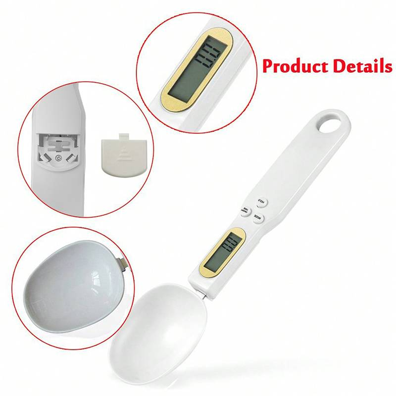 A Digital Kitchen Scale With Spoon, LCD Display, 0.1g-500g Accuracy, Battery-operated, Non-rechargeable Button Cell, Battery-operated Mode, Suitable For Car Detailing, Cooking, Baking And Portion Control - Battery Not Included In Package_voghion.com
