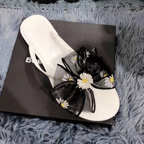 Flip-Flops mit Blumenverzierung für Damen – Bequeme PVC-Kristallsandalen mit Schleifendesign für die Freizeit_voghion.com