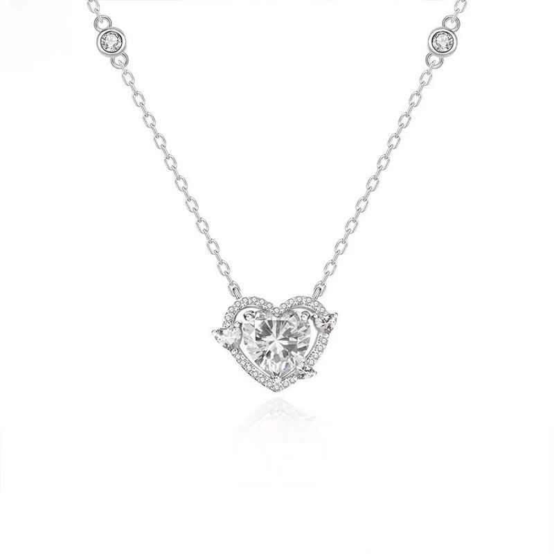 Collana con ciondolo a forma di cuore in argento sterling 925, elegante e minimalista, con catena a croce, regalo alla moda per le donne._voghion.com