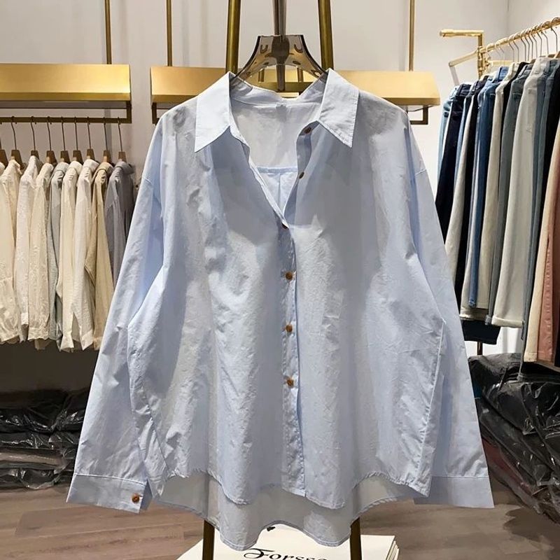 Women's Clothing Spring And Summer New Design Solid Color Shirt Chic Single Breasted Tops For Women_voghion.com