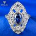 Vendite calde TFGLBU Vintage 6*8mm Bule Zircon Solido Anello in Argento per Donna Trendy Shine Gem Originale Festa Incontri Fascia di Alta Qualità_voghion.com