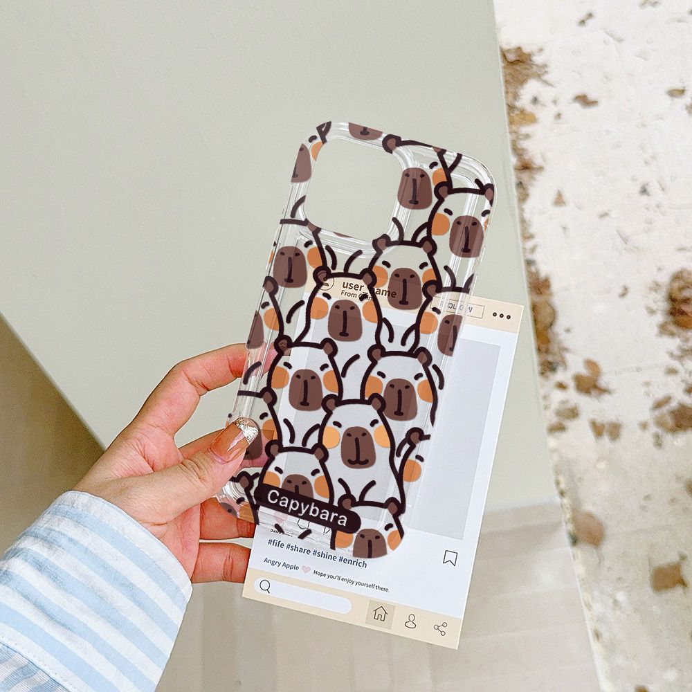 Airbag Shockproof Funny Animal Cute Capybara Clear Case for Samsung Galaxy S10 S20 S20 S21 S21 S22 S23 S24 S25 FE Ultra Plus 5G_voghion.com